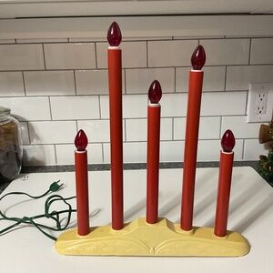 VTG Red Candle Candelabra AS IS